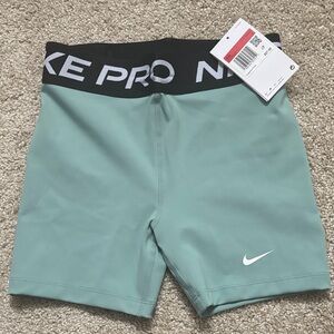NWT Nike Pro Aqua Shorts with Black Waistband